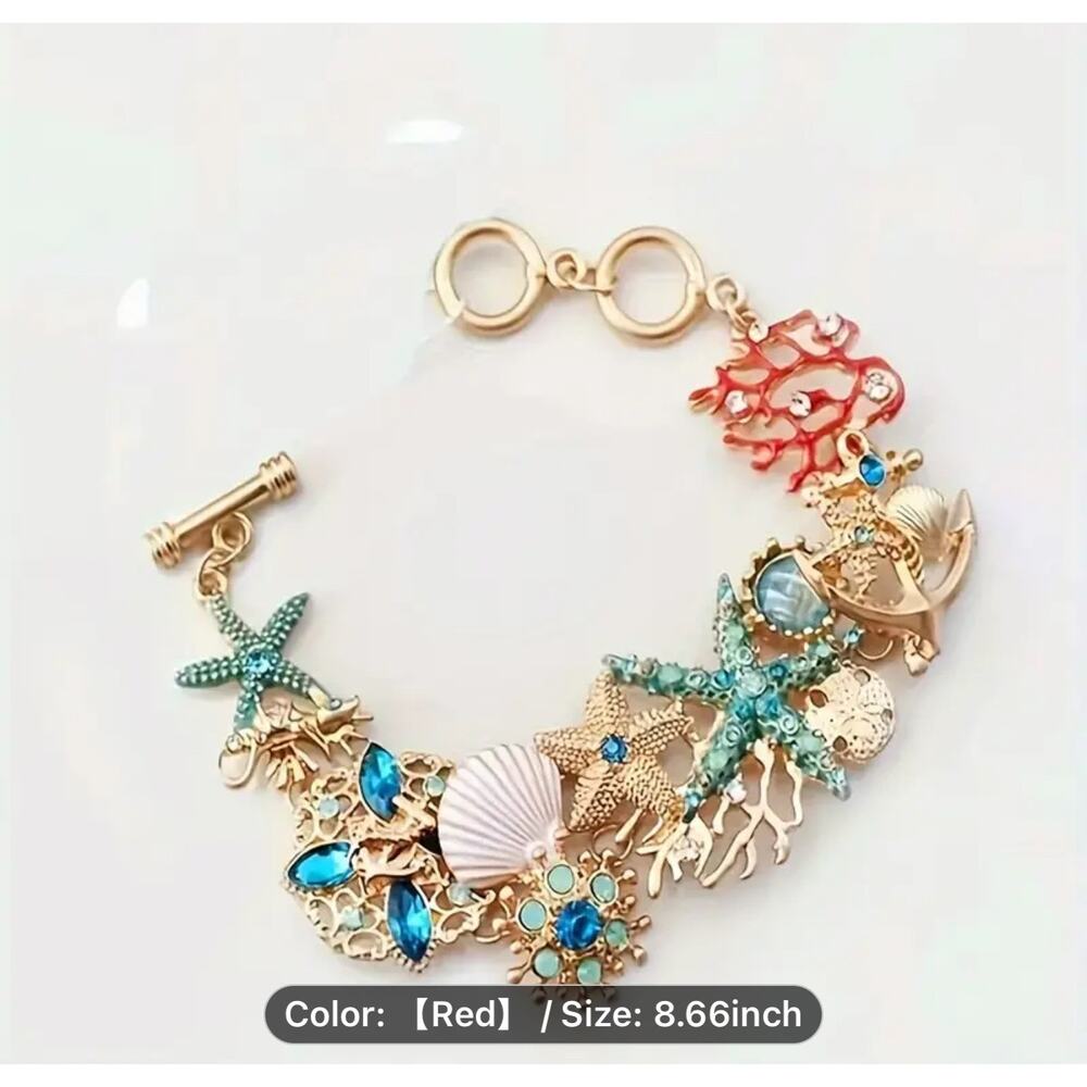 Seashore Seashell Collage Bracelet Shells Rhinest… - image 4